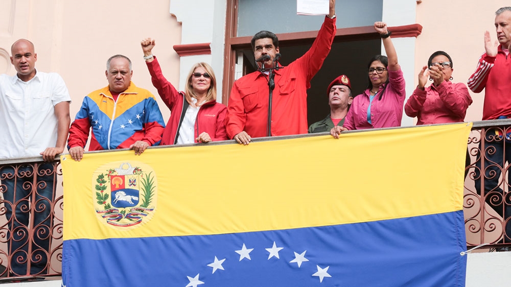 Venezuela's President Nicolas Maduro attends a rally in support of his government [Handout/Miraflores Palace/Reuters]