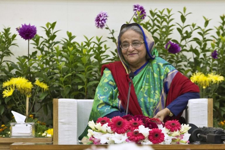 Bangladeshi Prime Minister Sheikh Hasina interacts with journalists in Dhaka, Bangladesh, Monday, Dec. 31, 2018. Bangladesh''s ruling alliance won virtually every parliamentary seat in the country''s