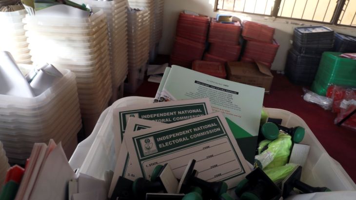 Electoral materials are seen at the Independent National Electoral Commission (INEC) offices following the postponement of the presidential election in Daura, Nigeria February 16, 2019