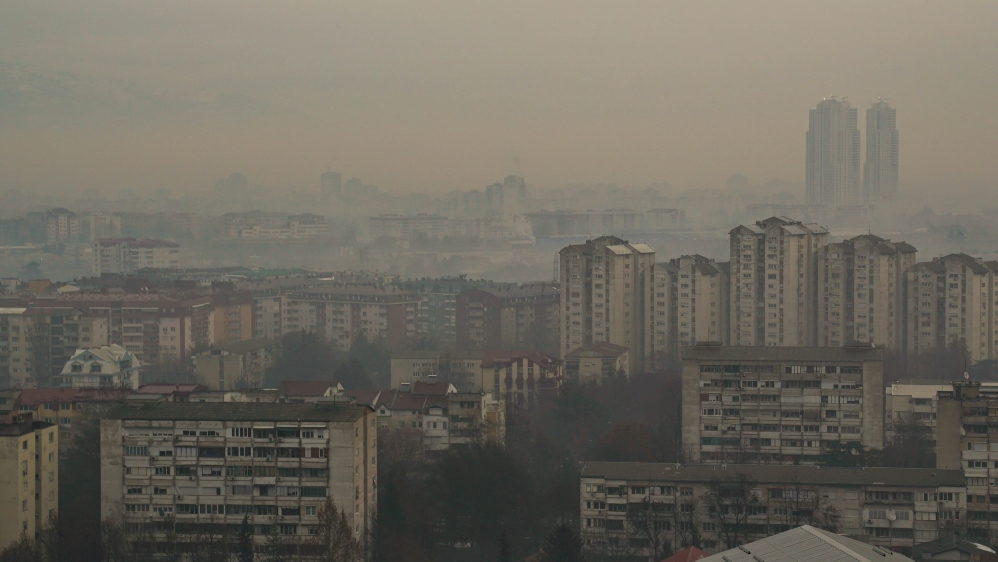 Skopje, the capital of North Macedonia, seen through a hazy layer of smog [Joi Lee/Al Jazeera]