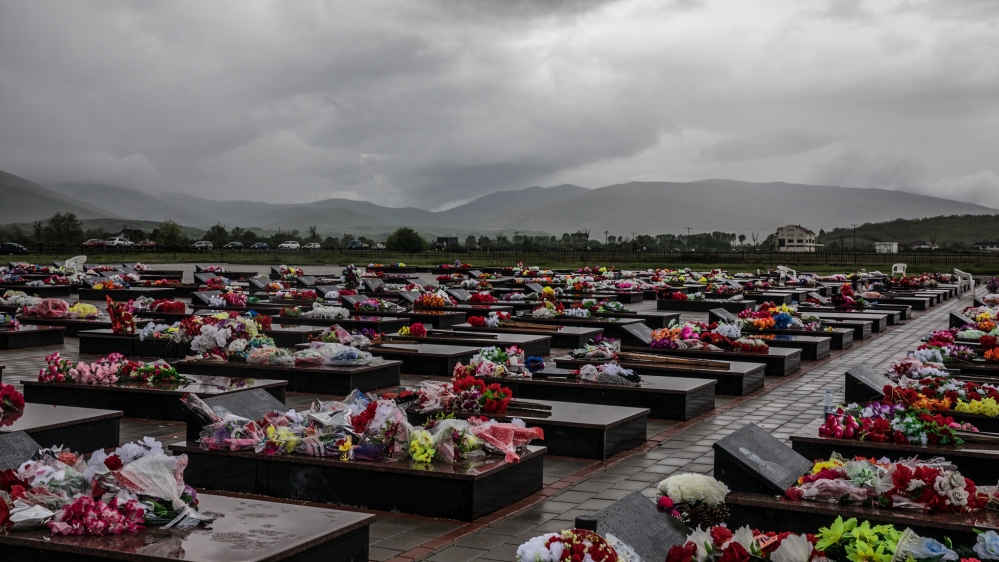Graves at the Meja memorial complex where 376 ethnic Albanians were killed on April 27, 1999 [Valerie Plesch/Al Jazeera]