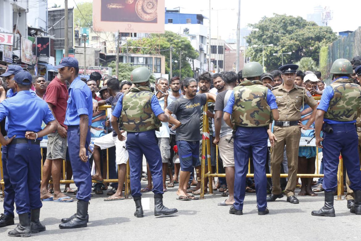 Police cordon off the area after a explosion hit at St Anthony''s Church in Kochchikade in Colombo, Sri Lanka, 21 April 2019. According to the news reports at least 25 people killed and over 200 injure