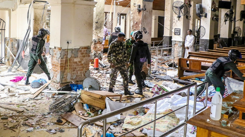 St Anthony's Shrine after an explosion hit the site in Kochchikade, Colombo [Chamila Karunarathne/Anadolu Agency]
