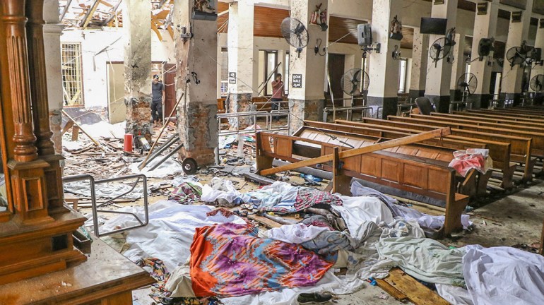 An inside view of the St. Anthony''s Shrine after an explosion hit St Anthony''s Church in Kochchikade in Colombo, Sri Lanka on April 21, 2019. According to reports at least 129 people killed and over 2