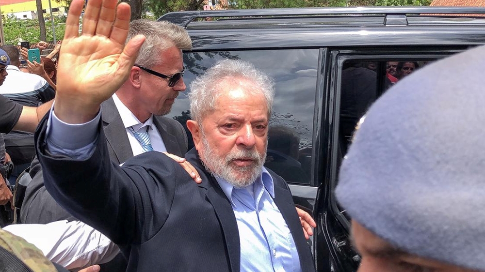 Brazil's former President Luiz Inacio Lula da Silva, leaves for the cemetery to attend the funeral of his 7-year-old grandson, in Sao Bernardo do Campo, Brazil March 2, 2019. Ricardo Stuckert Filho/ L