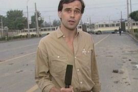 Adrian Brown reporting from Tiananmen Square in 1989