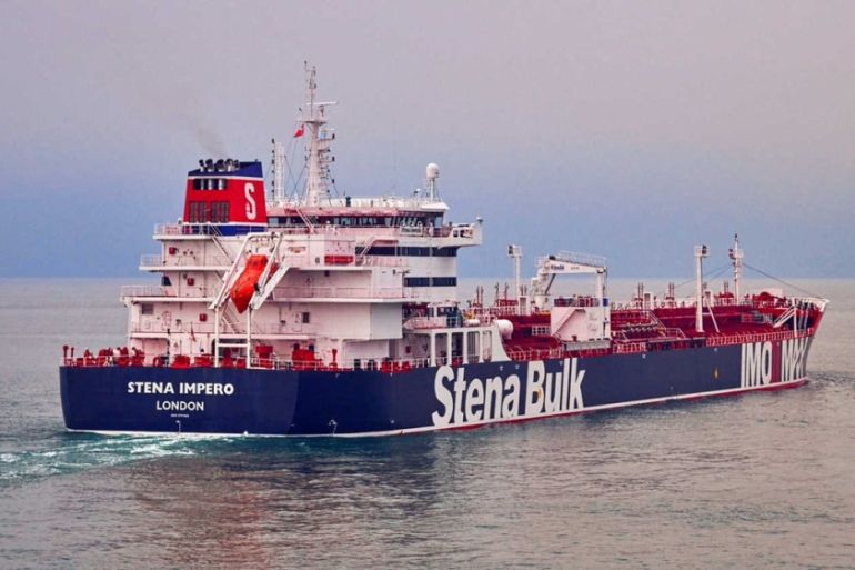 Undated handout photograph shows the Stena Impero, a British-flagged vessel owned by Stena Bulk, at an undisclosed location, obtained by Reuters on July 19, 2019. Stena Bulk/Handout/via REUTERS ATTENT