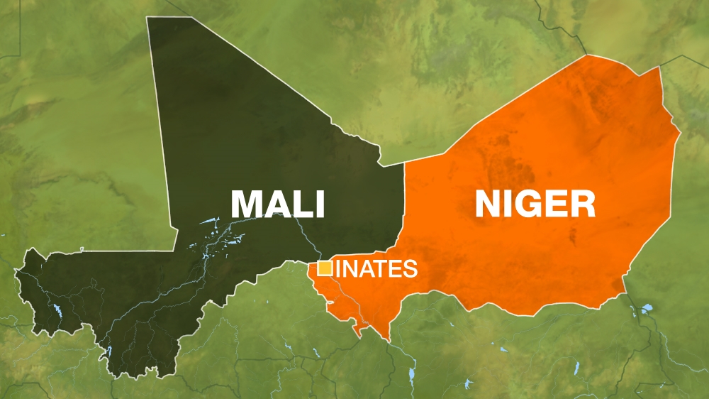Niger map showing Inates town and border with Mali
