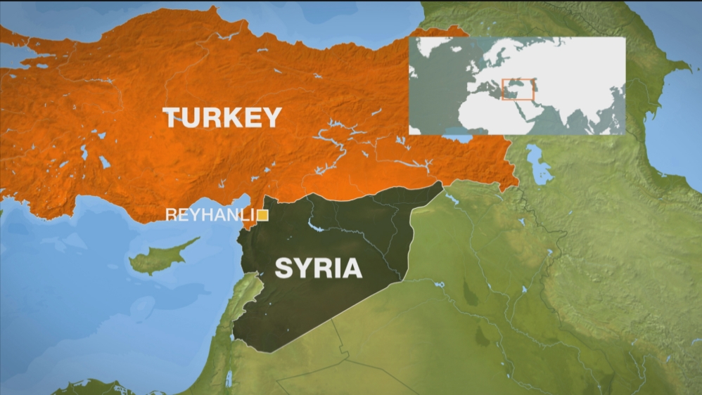 Turkey map showing Reyhanli and Syria