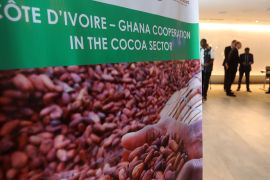 Signage in Ivory Coast fro cocoa meeting