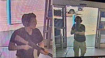 This CCTV image obtained by KTSM 9 news channel shows the gunman identified as Patrick Crusius, 21 years old, as he enters the Cielo Vista Walmart store in El Paso on august 3, 2019. A gunman armed wi