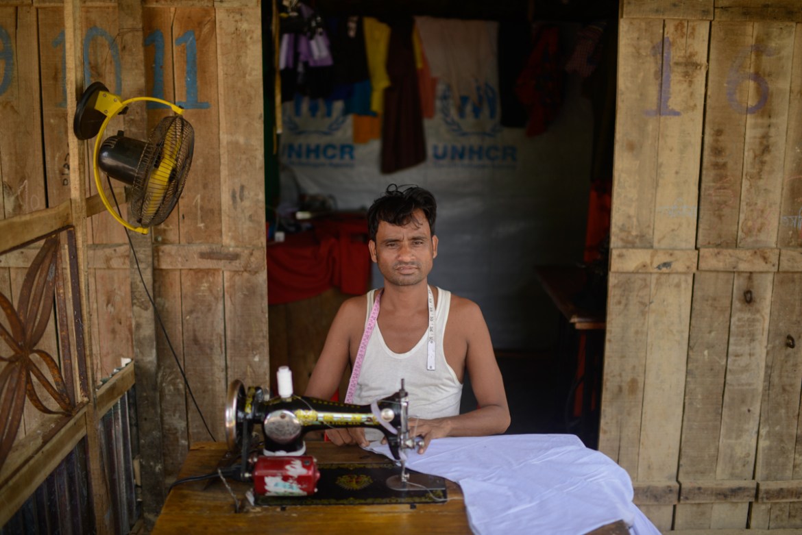 Shafiq came to Bangladesh rohingya refugee camp in 1991. Still now he lives in Nayapara refugee camp and said he dont have any interest to go back there, at list he do some tailoring work in this camp