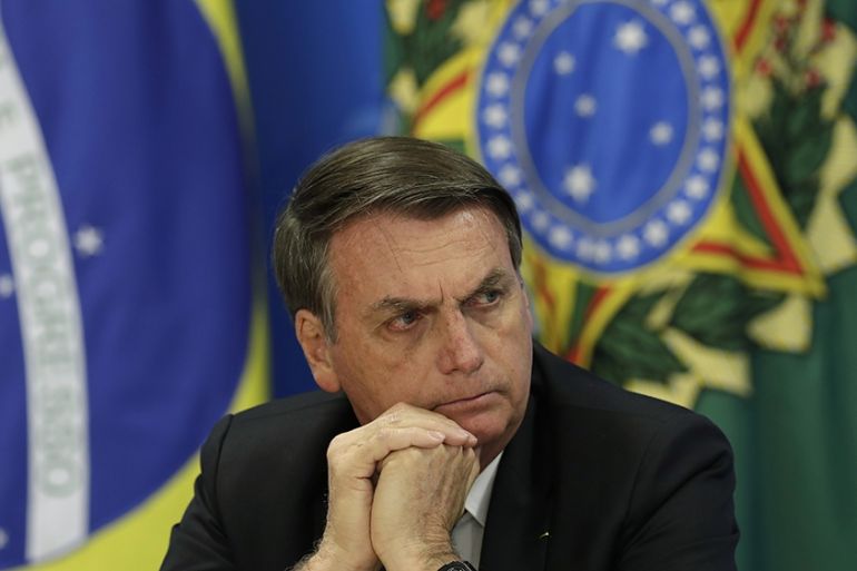 Bolsonaro at presser in Brasillia, Brazil Aug. 1, 2019