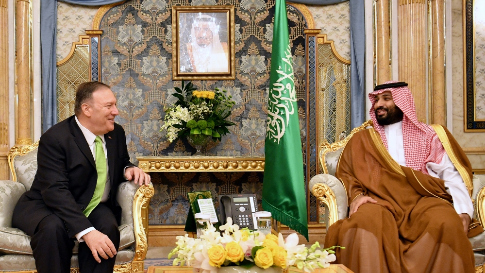 U.S. Secretary of State Mike Pompeo takes part in a meeting with Saudi Arabia's Crown Prince Mohammed bin Salman in Jeddah