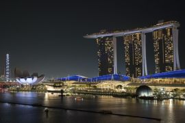 Singapore skyline night Bloomberg