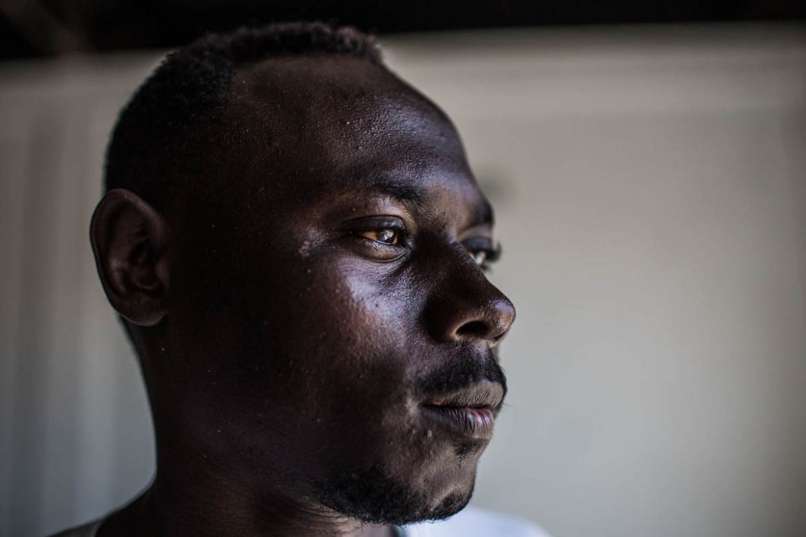 Taib Abdulah, 27 years old, is the son of Nefisa (previous picture), with his mother they escaped the clashes in south Tripoli. They arrived early this year to Libya escaping war in Sudan. He says "If