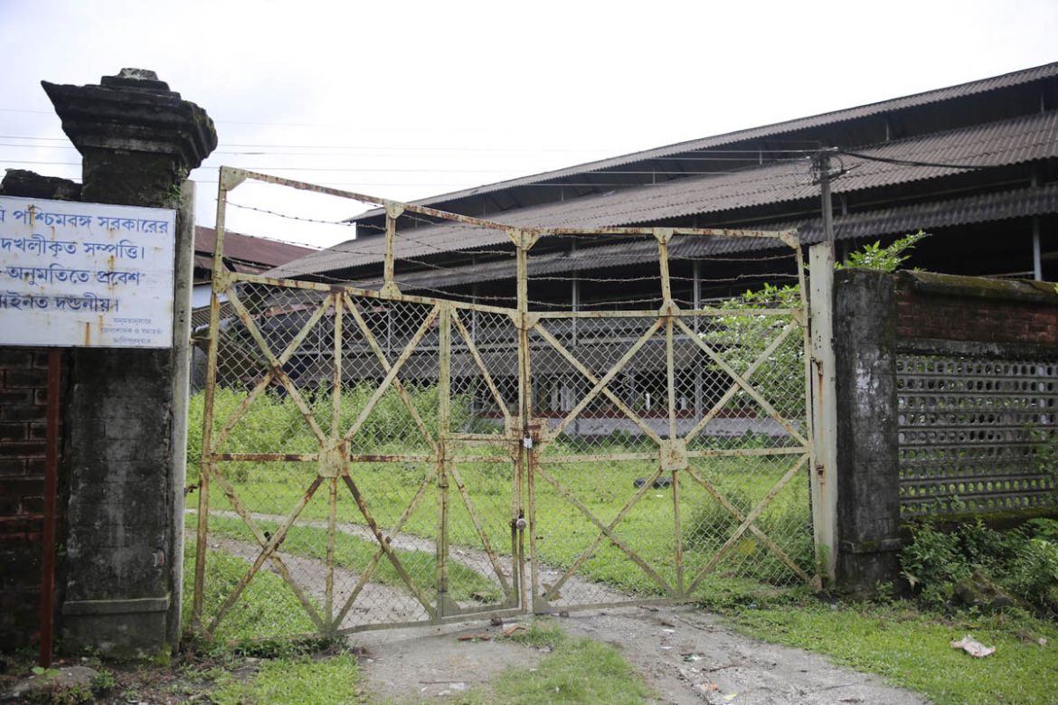 A shut factory at the ‘Madhu tea garden’. Since the closure, many of the adults have left the region in search of jobs leaving children behind. These children run the household and raise their younger