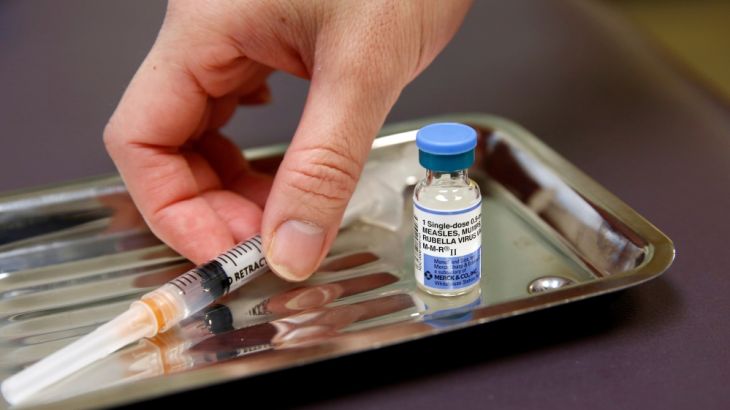A vial of the measles, mumps, and rubella virus (MMR) vaccine is pictured at the International Community Health Services clinic in Seattle, Washington, U.S., March 20, 2019