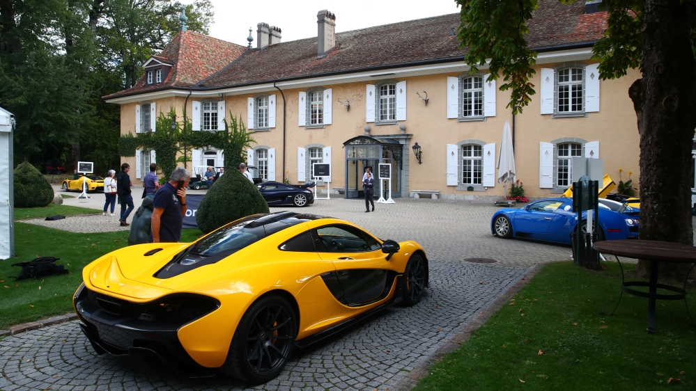 A F McLaren P1 Coupe is pictured during an auction preview of Bonhams at the Bonmont Golf & Country Club in Cheserex near Geneva