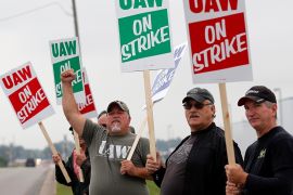As strikes spread across North America in a tight labour market, workers are not just walking off the job, but are also voting down contracts [File: Rebecca Cook/Reuters]