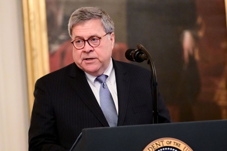 U.S. Attorney General William Barr participates in a presentation ceremony of the Medal of Valor and heroic commendations to civilians and police officers who responded to ma