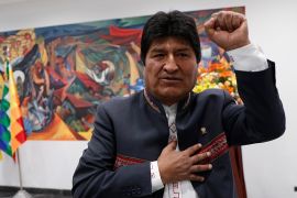 Bolivia''s President Evo Morales leaves after a press conference in La Paz, Bolivia, Thursday, Oct. 24, 2019. Morales declared himself the winner of the country''s presidential election, saying he recei