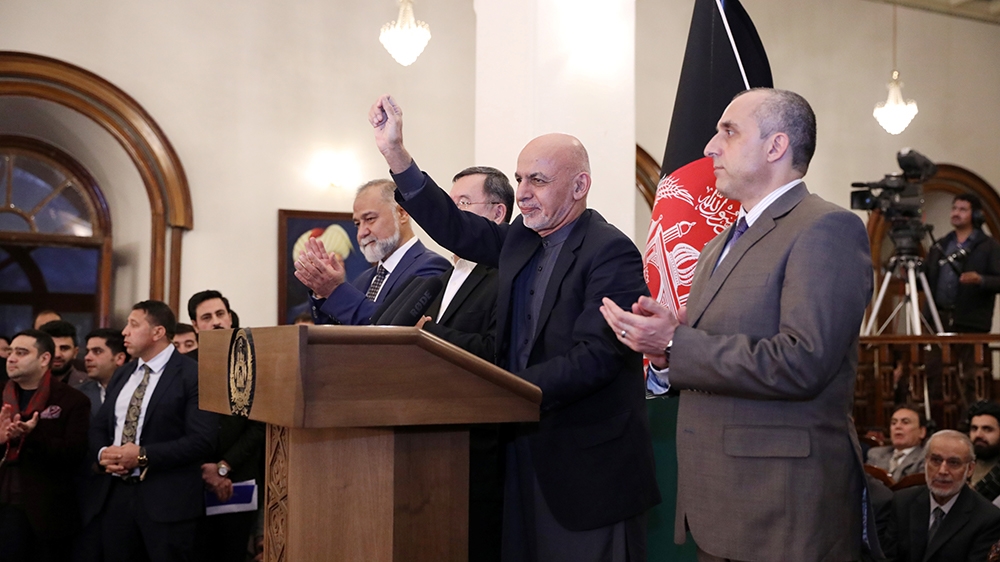 Afghanistan's incumbent President Ashraf Ghani, speaks after he won a slim majority of votes in preliminary results of presidential election, in Kabul, Afghanistan December 22, 2019. Picture taken Dec