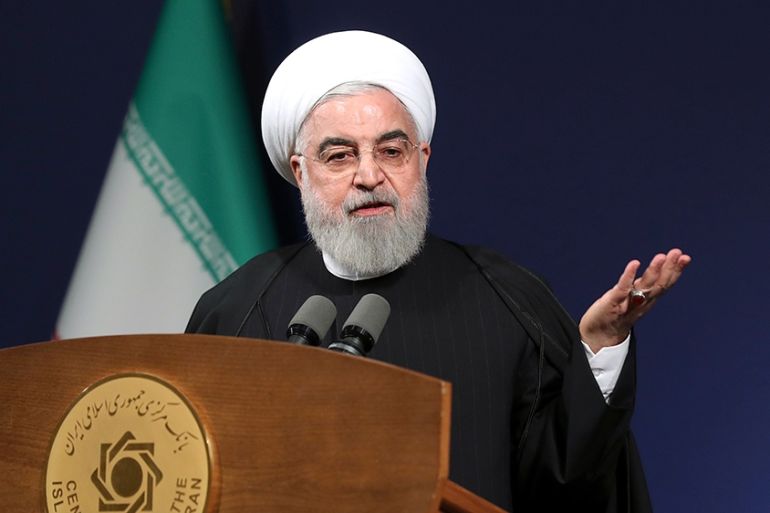 In this photo released by the official website of the office of the Iranian Presidency, President Hassan Rouhani speeches before the heads of banks, in Tehran, Iran, Thursday, Jan. 16, 2020. Iran''s pr