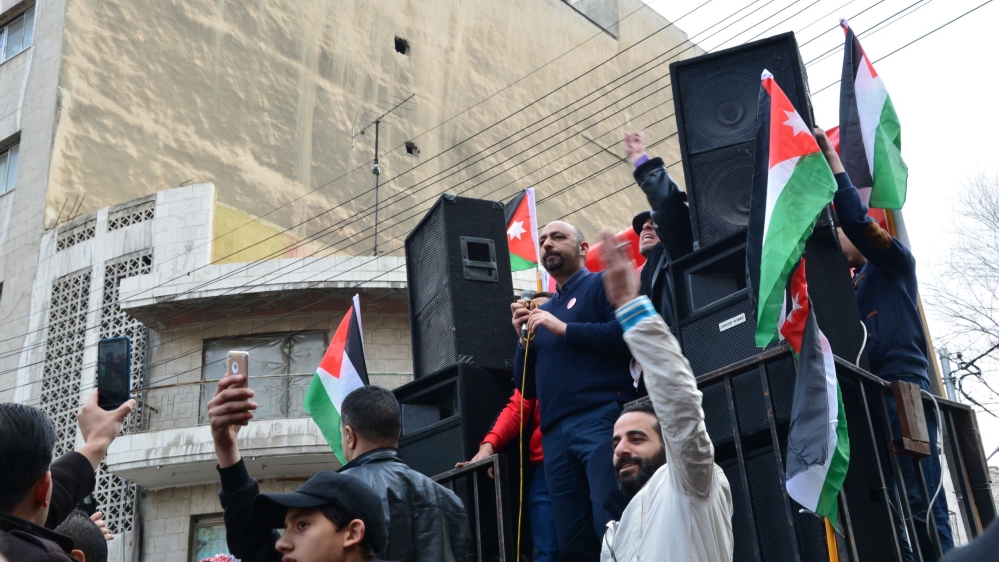 Hisham Bustani at Amman protest
