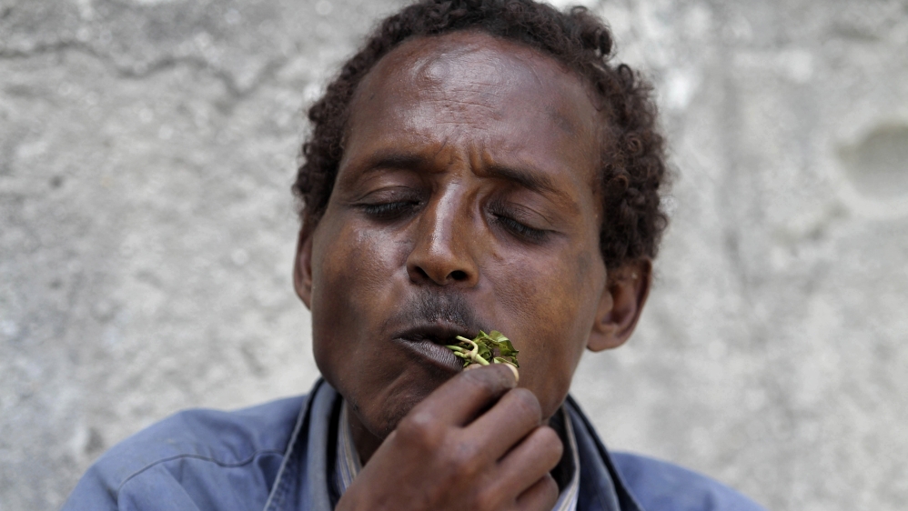 A man chews khat in Mogadishu