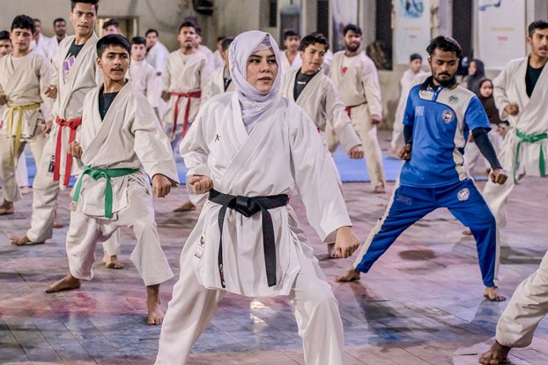Pakistani woman karate champion [Shameen Khan/Al Jazeera]