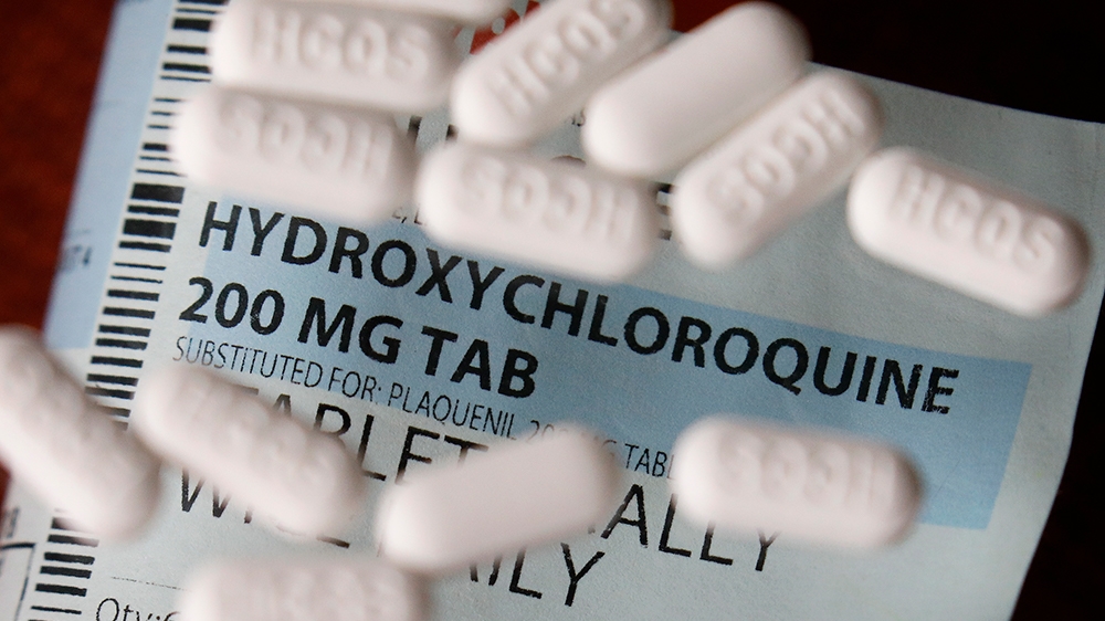 This Monday, April 6, 2020, photo shows an arrangement of Hydroxychloroquine pills in Las Vegas. President Donald Trump and his administration are keeping up their out-sized promotion of the anti-mala