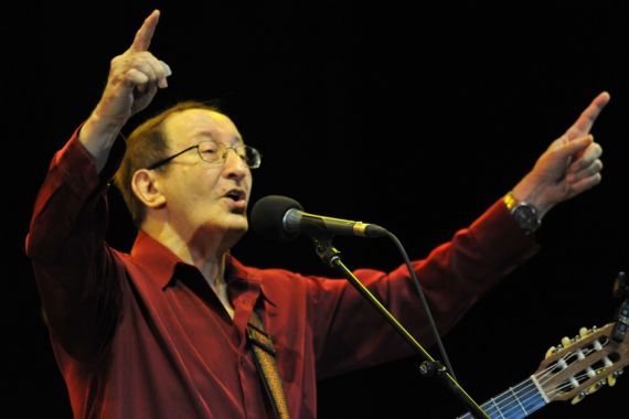 In this file photo taken on May 26, 2011 Algerian Kabyle singer, Idir, performs at the 10th edition of the Mawazine international music festival "World Rythms" in Rabat. The singer Idir, who was one