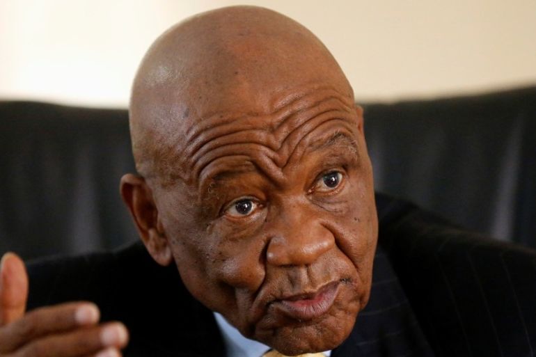 FILE PHOTO: Lesotho''s Prime Minister Thomas Thabane gestures as he speaks during an interview with Reuters at the state house in the capital Maseru, Lesotho February 27, 2015.