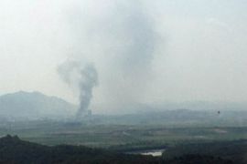 Smoke rise from North Korea''s Kaesong Industrial Complex where an inter-korean liaison office was set up in 2018, as seen from South Korea''s border city of Paju on June 16, 2020. - North Korea blew up