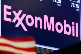 Exxon Mobil logo appears on an electronic display