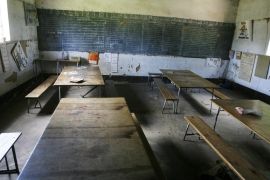 An empty classroom is seen at a school in Norton, 55km west of Harare
