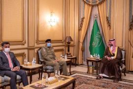 Pakistan''s Army Chief of Staff General Qamar Javed Bajwa meets Saudi Arabia''s Deputy Defense Minister Prince Khalid bin Salman, in Riyadh