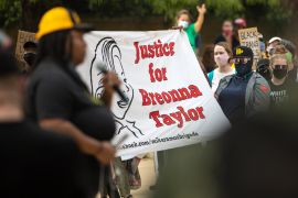 Community members gathered for a Stand 4 Breonna event to demand justice for Breonna Taylor on September 19, 2020 in Austin, Texas [Montinique Monroe/Getty Images]