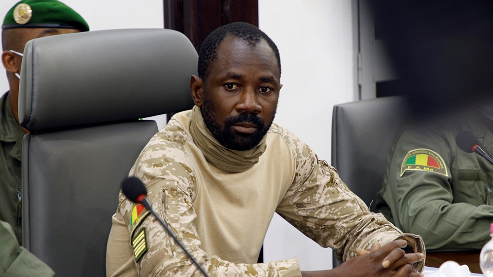 Colonel Assimi Goita, the junta leader of the National Committee for the Salvation of the People (CNSP) which overthrew Mali's President Ibrahim Boubacar Keita attends the meeting with Economic Commun