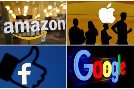 Amazon, Apple, Facebook, Google and Microsoft are worth more than $5 trillion [File: Matthew Lewis/Reuters]