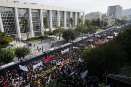 Thousands gather outside a Greek court for the decision on the leadership of the far-right Golden Dawn party in Athens, Greece on October 07, 2020. [Ayhan Mehmet/ Anadolu Agency]