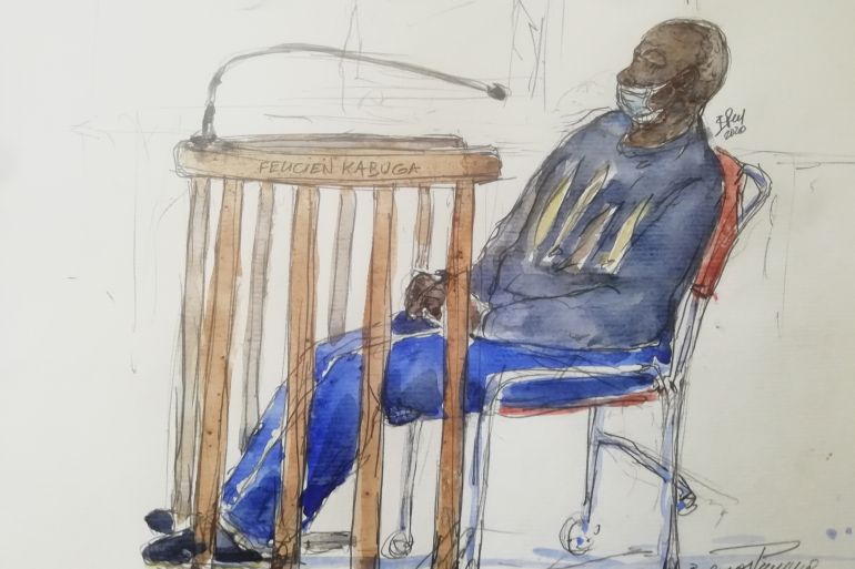 Courtroom sketch of Felicien Kabuga