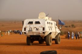 A United Nation armoured vehicle with the MINUSMA