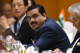 Billionaire Gautam S Adani, chairman of Adani Group, centre, attends a luncheon hosted by Japanese business groups at the headquarters of the business lobby Keidanren in Tokyo, Japan.