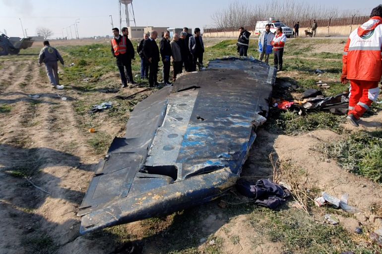 Debris of the Ukraine International Airlines, flight PS752 that crashed after take-off from Iran's Imam Khomeini airport