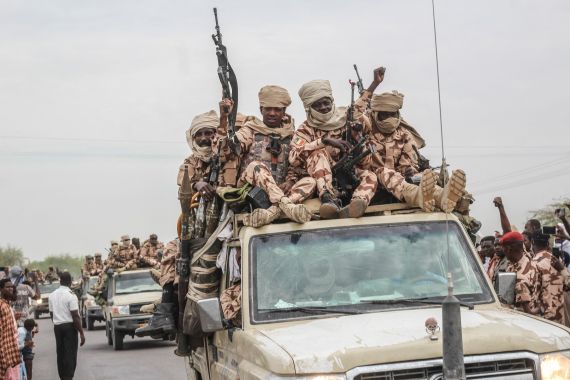 Chadian soldiers celebrate as they parade in D'Jamena on May 9, 2021 upon returning from the front where they battled the advance of the rebels from the FACT