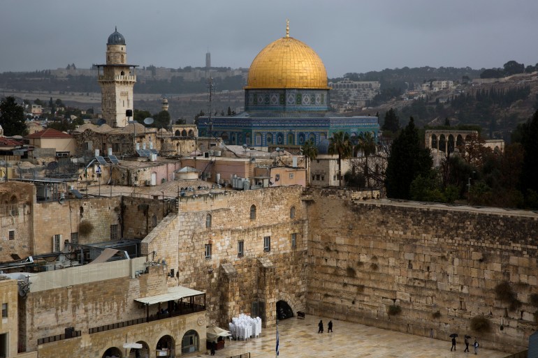 A view of the Western Wall and the Dome of the Rock