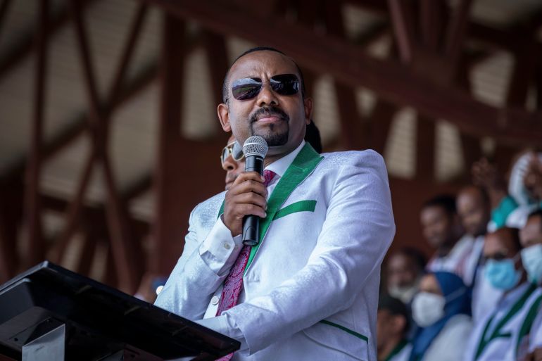 Ethiopia's Prime Minister Abiy Ahmed speaking