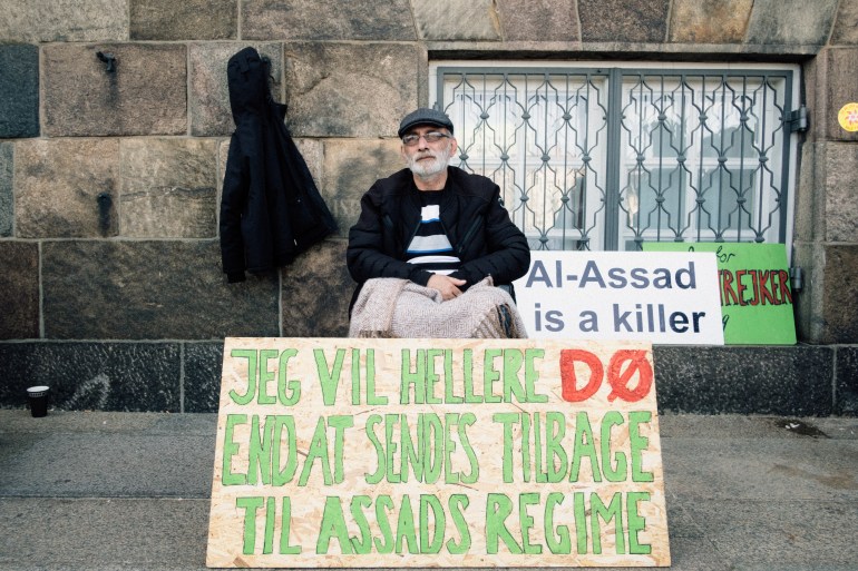 Syrian refugees in Denmark protesting stricter asylum policies
